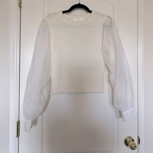 Cream puff sleeve knit sweater
